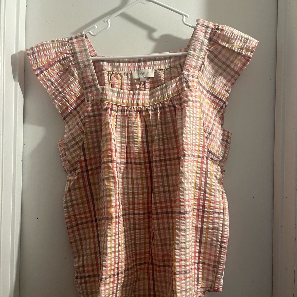 Gingham Plaid Ruffle Sleeve Women's Top